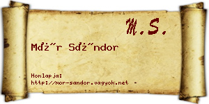 Mór Sándor névjegykártya